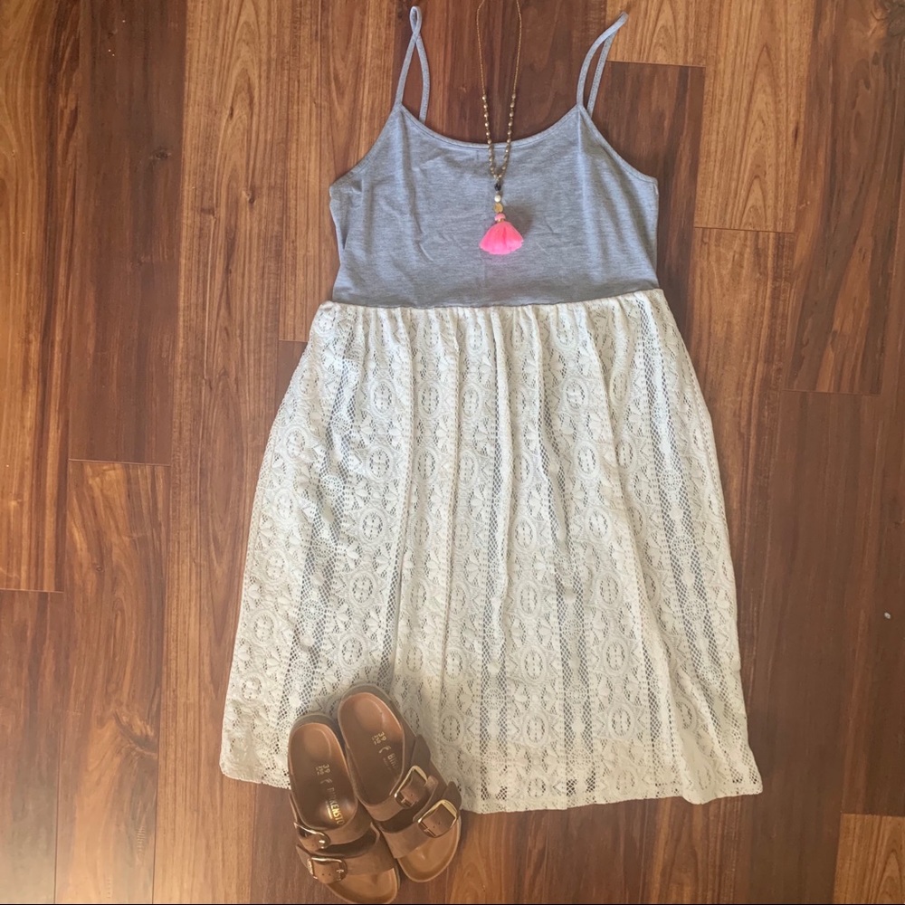 Gray and Cream Lace summer dress! XHILARATION From Target!